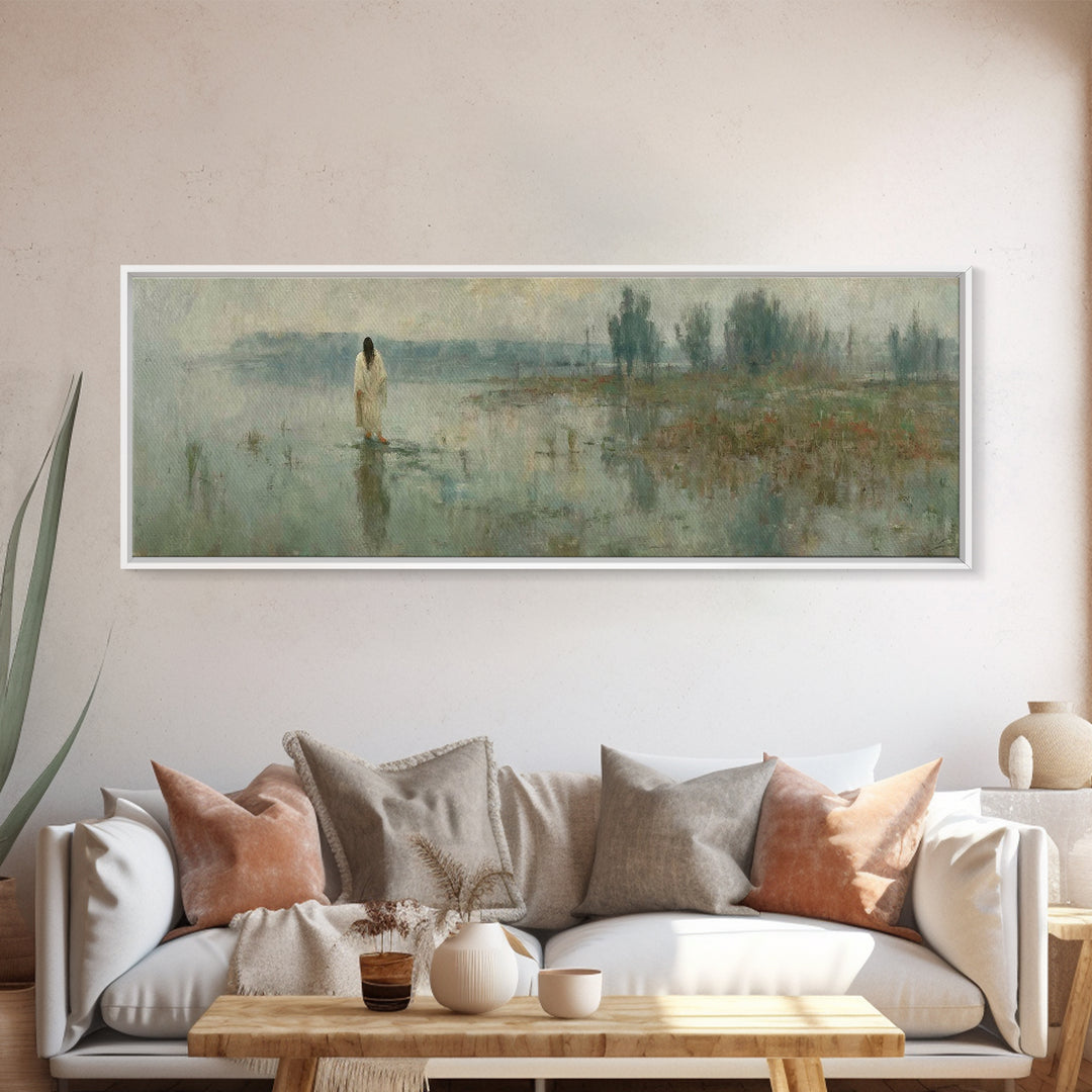 Divine Reflection – Framed Canvas Print – Extra Wide Art – Christian Art Print – Jesus Canvas Art – Christian Gift – Christmas Wall Art