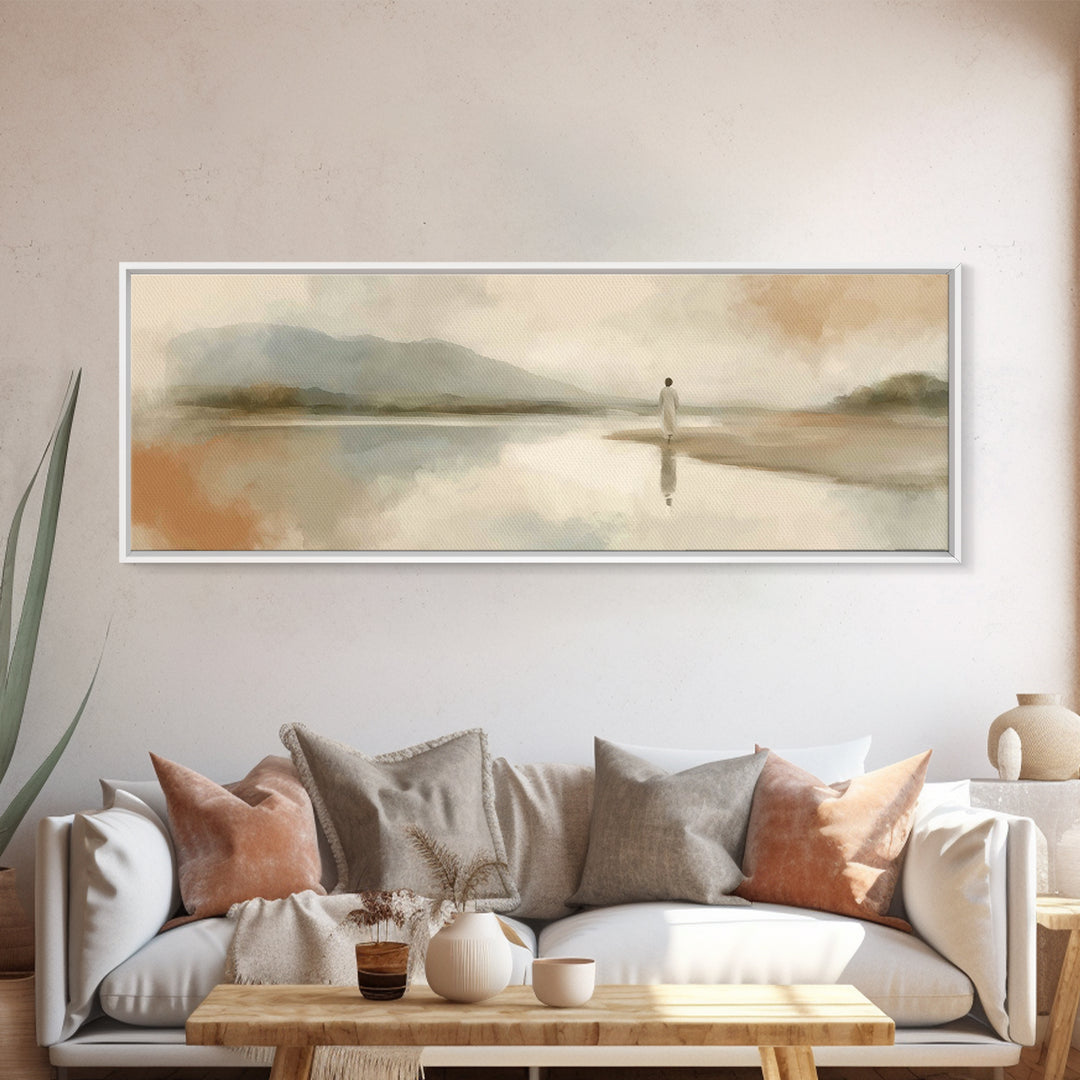 Hillside Promise, Framed Canvas Print, Panoramic Wall Art, Christian Art Canvas, Jesus Painting, Christian Decorations, Christian Gift