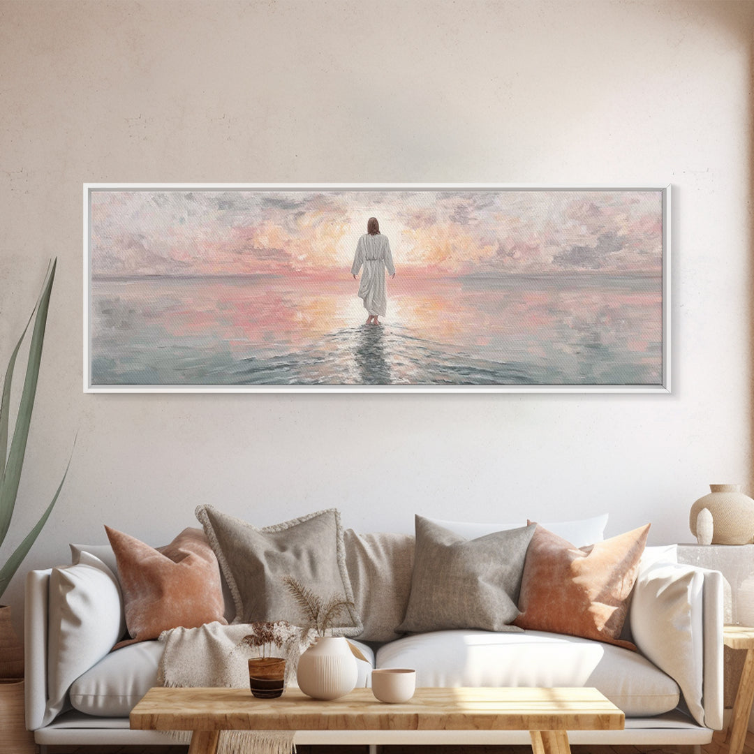 Dawn Of Hope, Framed Canvas Print, Panoramic Print, Christian Painting, Jesus Art Print, Christian Decor, Christian Gift Ideas