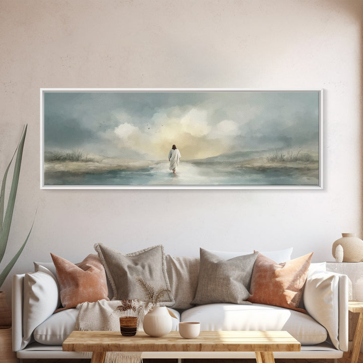 Evening Refuge – Framed Canvas Print – Panoramic Painting – Christian Art Print – Jesus Canvas Art – Christian Gift – Christmas Wall Art