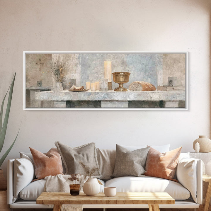 Quiet Altar Grace – Framed Canvas Print – Panoramic Frame – Christian Wall Art – Christian Art Canvas – Subtle Christian Art – Christian De