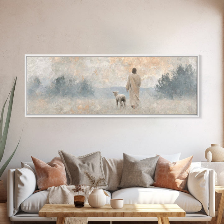Heavenly Calm | Framed Canvas Print | Panoramic Wall Art | Christian Art Print | Jesus Canvas Art | Christian Christmas Art | Modern Christ
