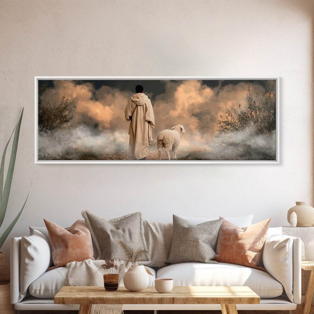 Sacred Path | Framed Canvas Print | Panoramic Frame | Jesus Painting Canvas | Christian Wall Art | Christmas Canvas Wall Art | Unique Chris