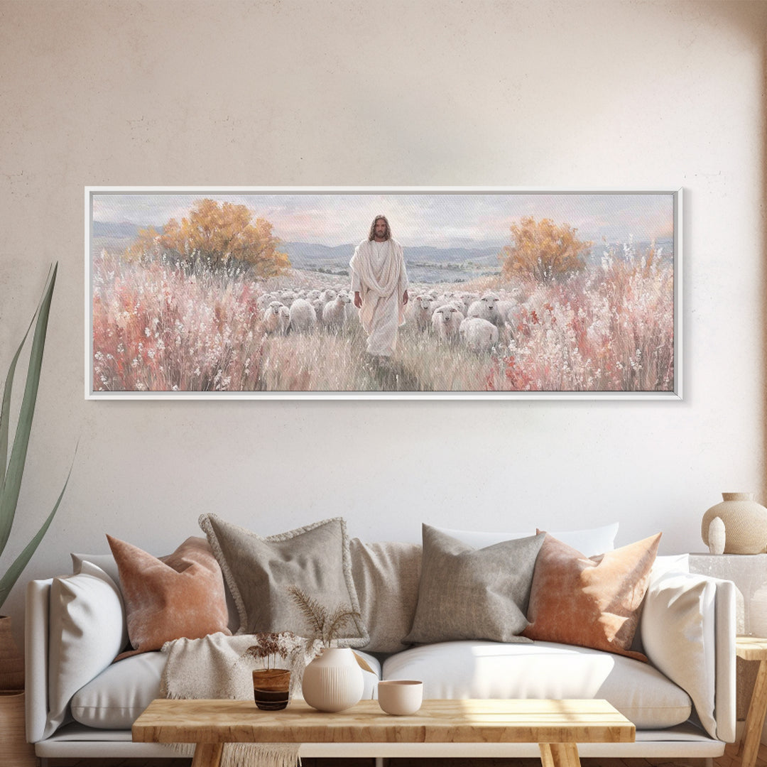 Radiant Shepherd Promise – Framed Canvas Print – Panoramic Art – Christian Wall Art – Jesus Art Print – Christian Canvas Art – Christmas Ar