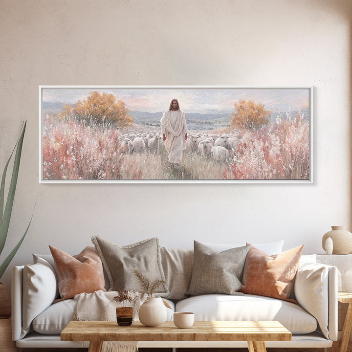 Radiant Shepherd Promise – Framed Canvas Print – Panoramic Art – Christian Wall Art – Jesus Art Print – Christian Canvas Art – Christmas Ar