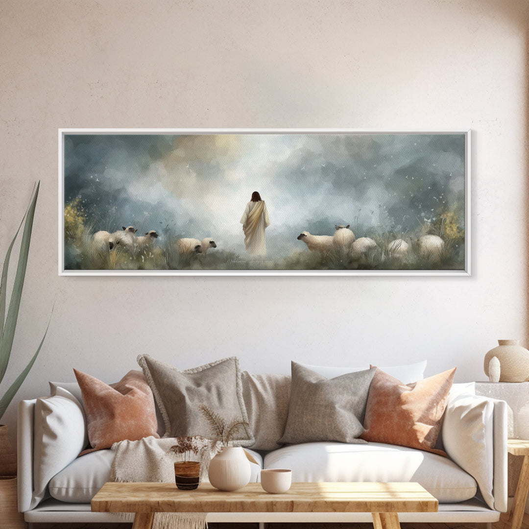 Blessed Autumn Path – Framed Canvas Print – Panoramic Painting – Christian Wall Art – Jesus Canvas Art – Christmas Wall Art – Christian Dec