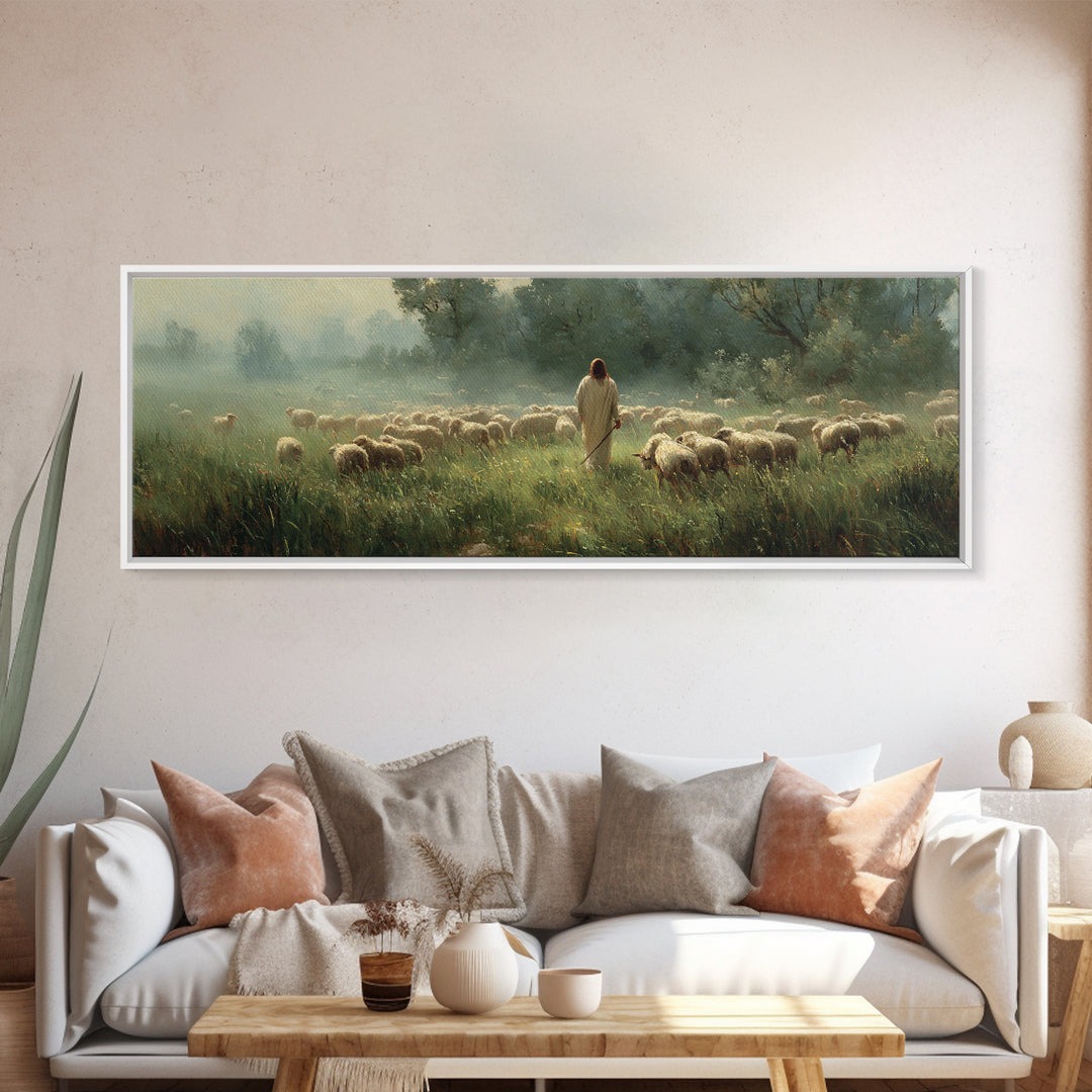 Gentle Sky Calling | Framed Canvas Print | Panoramic Art | Christian Art Canvas | Modern Jesus Art | Christian Gift Ideas | Christmas Art P