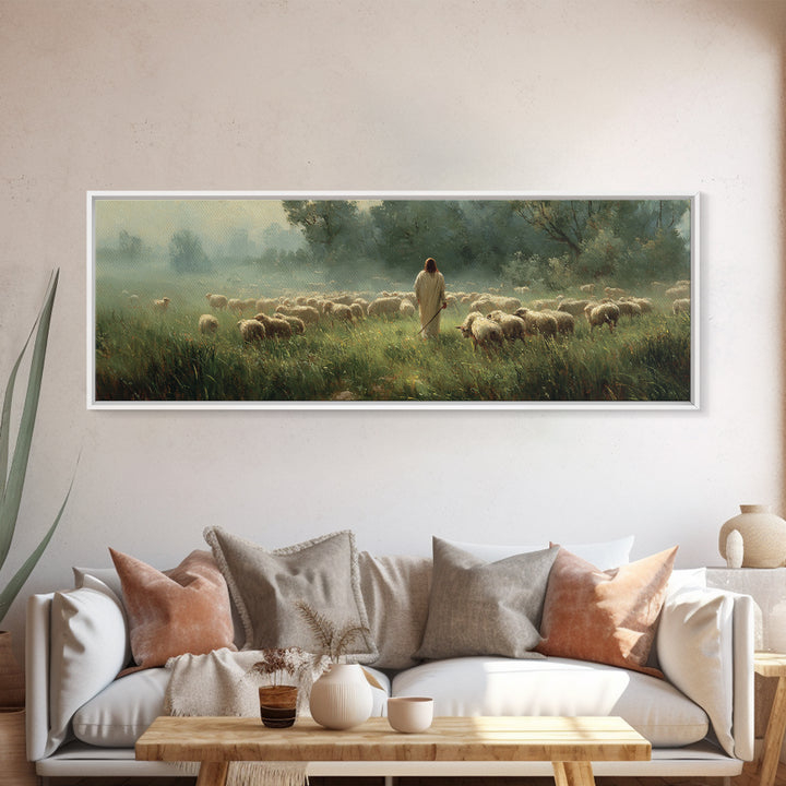 Gentle Sky Calling | Framed Canvas Print | Panoramic Art | Christian Art Canvas | Modern Jesus Art | Christian Gift Ideas | Christmas Art P