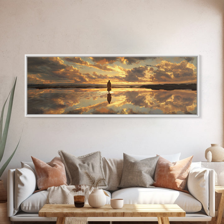 Reflections Of Peace, Framed Canvas Print, Panoramic Painting, Christian Art Canvas, Jesus Wall Art, Christian Art Print, Christian Christm