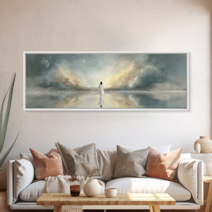 Gentle Promise, Framed Canvas Print, Panoramic Art, Christian Wall Art, Christian Art Canvas, Jesus Painting