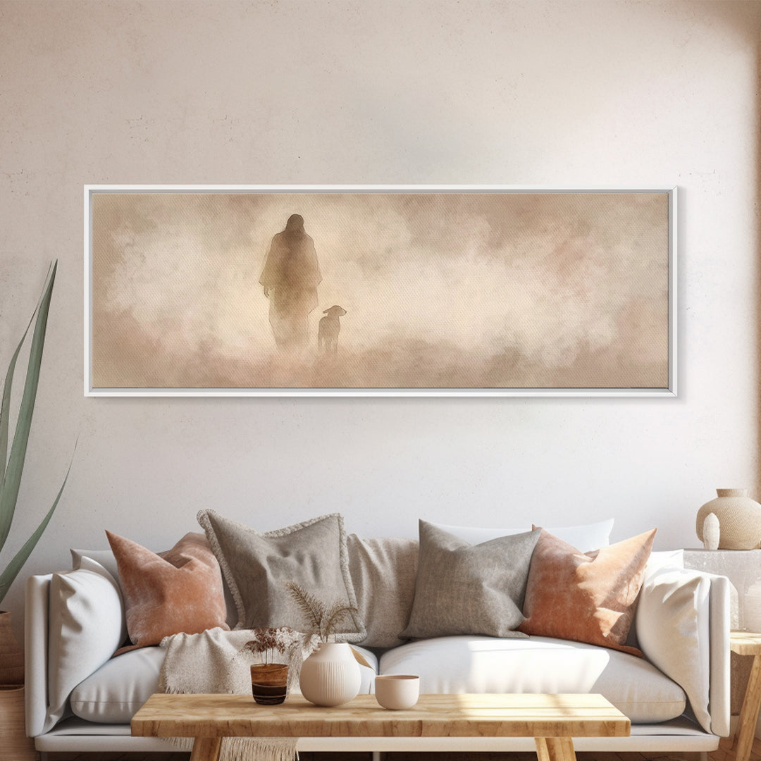 Blessed Cloud Walk – Framed Canvas Print – Panoramic Wall Art – Christian Art Canvas – Christian Wall Art – Jesus Painting
