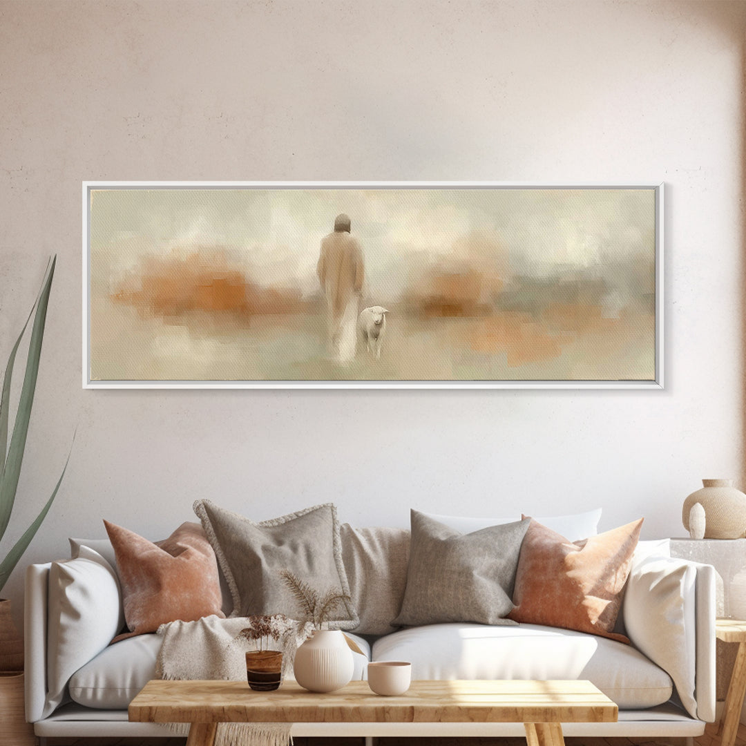 Night Of Wonder, Framed Canvas Print, Christian Art Canvas, Panoramic Wall Art, Jesus Painting, Christian Wall Art