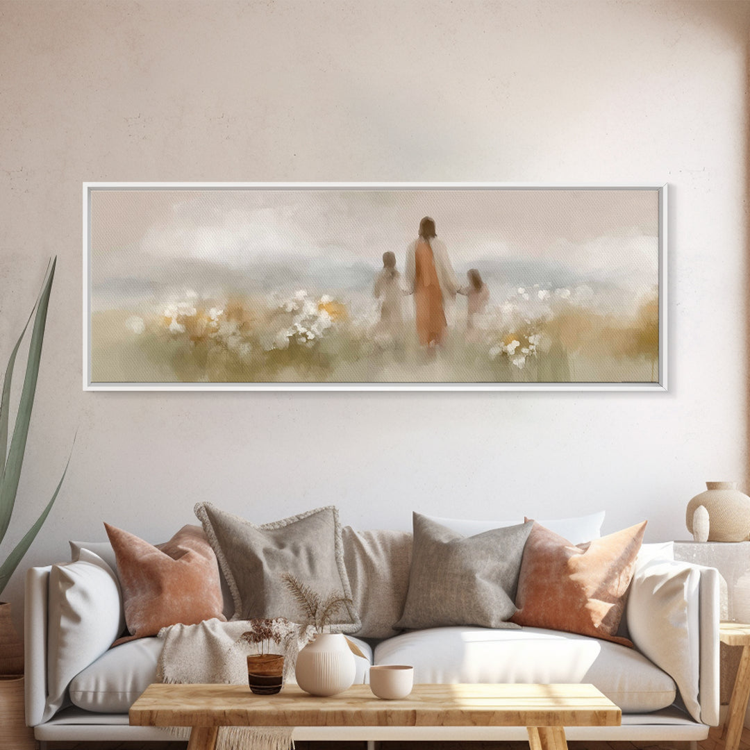Soft Morning Bloom – Framed Canvas Print – Panoramic Art – Christian Art Canvas – Jesus Painting – Christian Wall Art