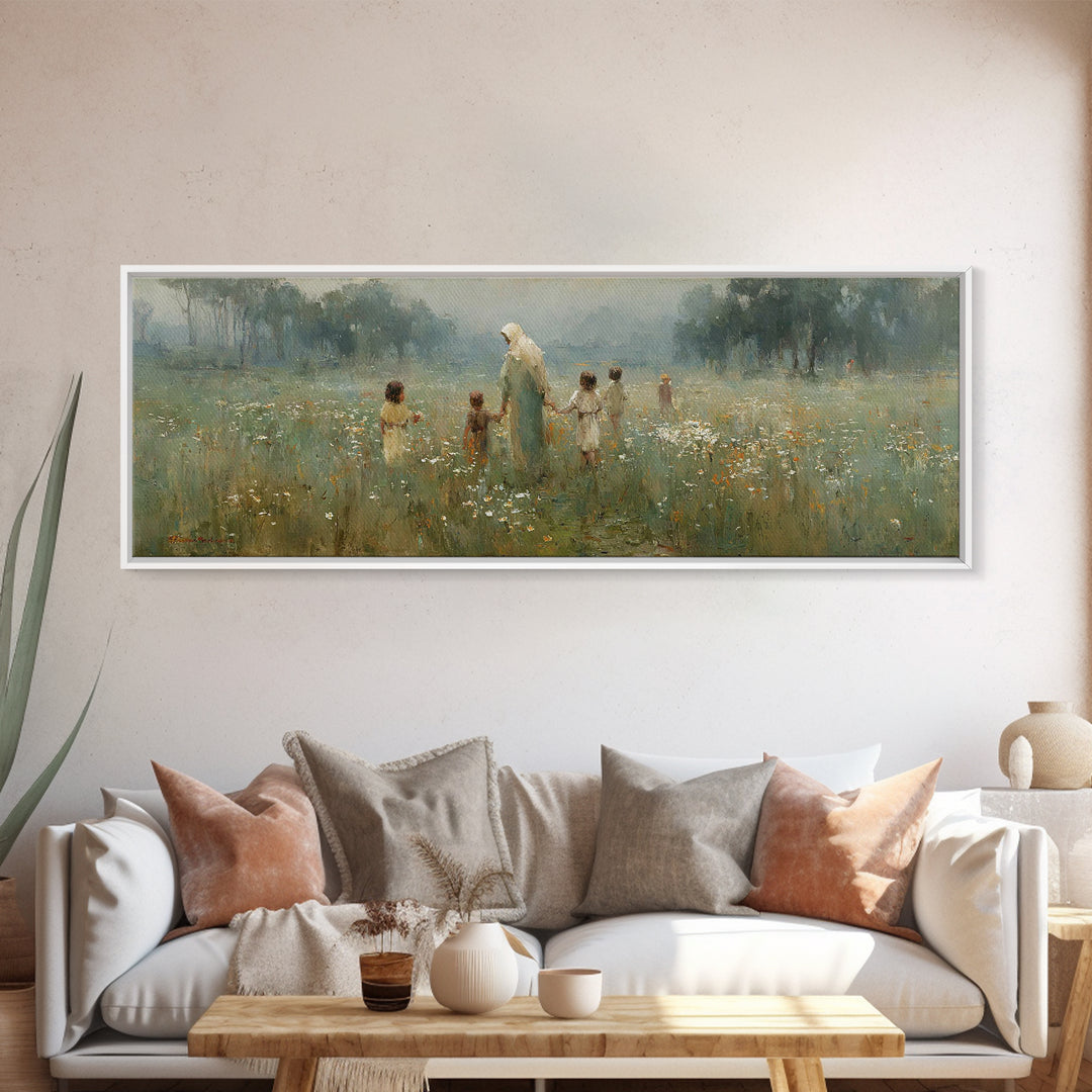 Garden of Peace – Framed Canvas Print – Panoramic Art – Christian Wall Art – Christian Art Canvas – Jesus Painting – Christian Decor – Chri