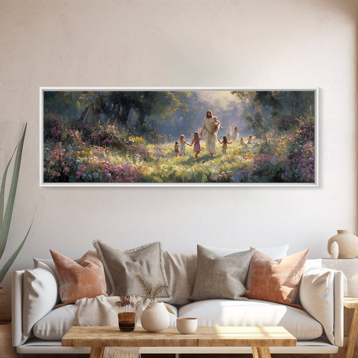 Fields of Blessing, Framed Canvas Print, Panoramic Print, Christian Wall Art, Christian Art Canvas, Jesus Painting, Christian Christmas Art