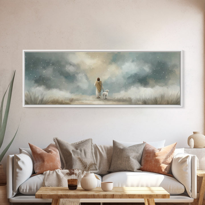 Stars of Mercy | Framed Canvas Print | Panoramic Wall Art | Christian Art Canvas | Christian Wall Art | Jesus Painting | Christian Christma