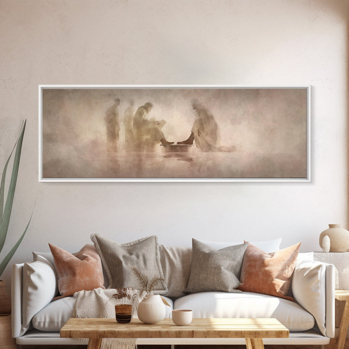 Humble Servant Hands – Framed Canvas Print – Panoramic Painting – Christian Wall Art – Christian Art Canvas – Jesus Painting – Christian Ar