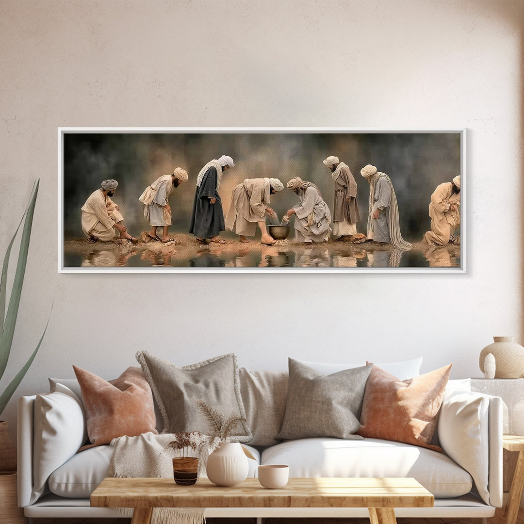 Sacred Fellowship, Framed Canvas Print, Panoramic Art, Christian Wall Art, Christian Art Canvas, Jesus Painting, Christian Decor, Christian