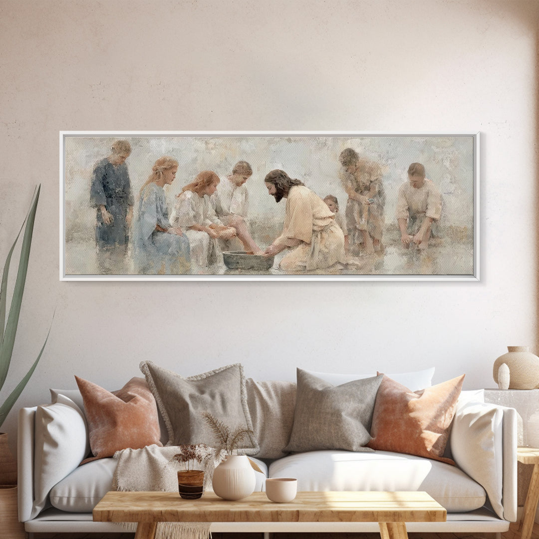 Gathered in Faith | Framed Canvas Print | Panoramic Print | Christian Art Canvas | Christian Wall Art | Jesus Painting | Christian Decor |