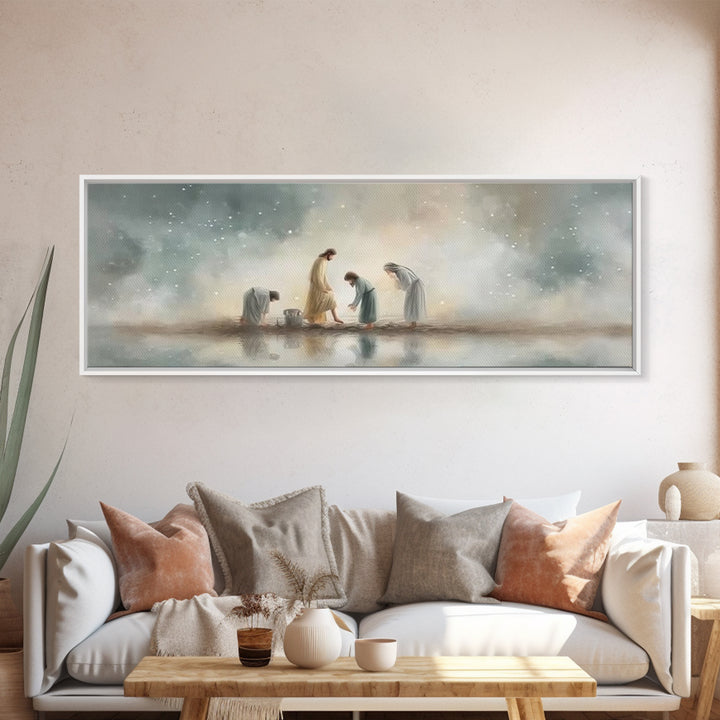 Heavenly Refuge | Framed Canvas Print | Panoramic Frame | Christian Art Canvas | Christian Wall Art | Jesus Painting | Christian Christmas