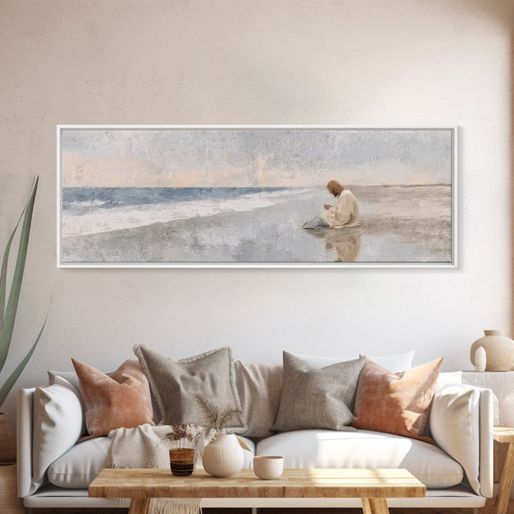 Morning Of Mercy, Framed Canvas Print, Christian Wall Art, Panoramic Painting, Jesus Art Print, Christian Art Canvas, Christmas Art