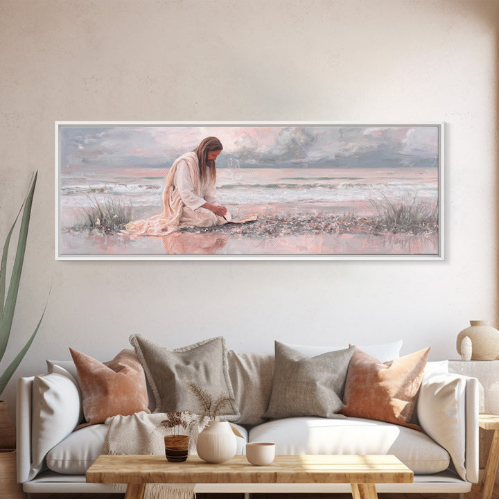 Shadows Of Hope - Framed Canvas Print - Christian Art Print - Panoramic Painting - Christian Wall Art - Jesus Painting - Christmas Art