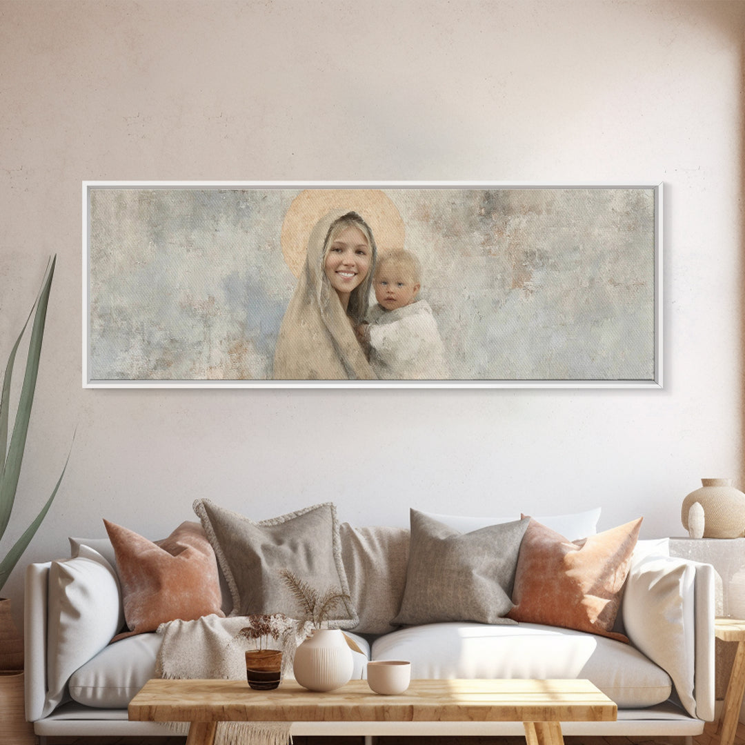 Radiant Holy Grace – Framed Canvas Print – Panoramic Art – Christian Wall Art – Jesus Painting – Christian Art Canvas – Christmas Art