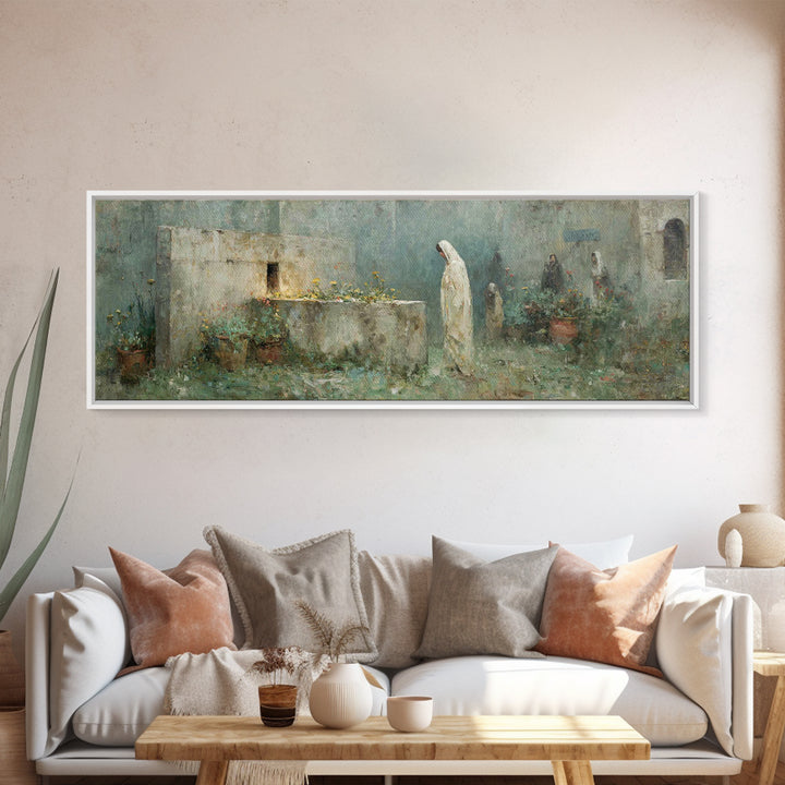 Garden of Reverence | Framed Canvas Print | Panoramic Wall Art | Christian Paintings | Christian Art Print | Modern Christian Art | Christm