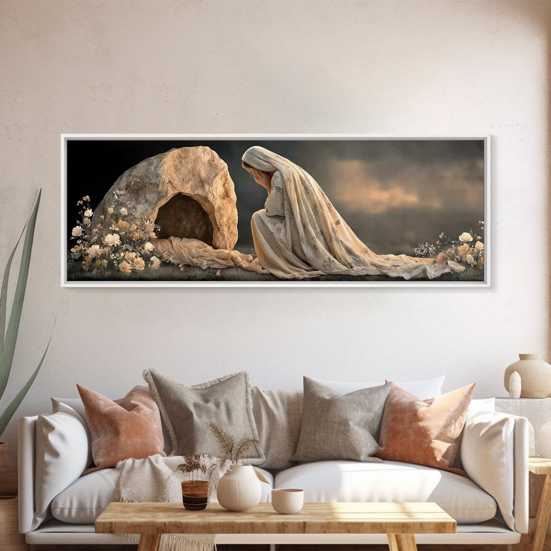Tears of Devotion | Framed Canvas Print | Panoramic Frame | Christian Wall Art | Christian Art Painting | Jesus Art Print | Christian Chris