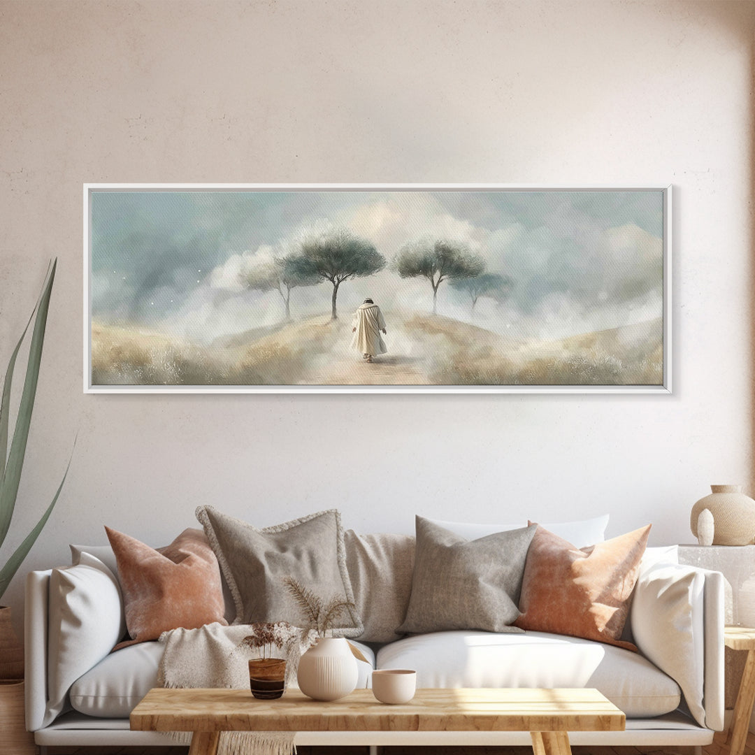Walk of Renewal – Framed Canvas Print – Panoramic Art – Christian Art – Large Jesus Painting – Christian Wall Art – Modern Christian Painti