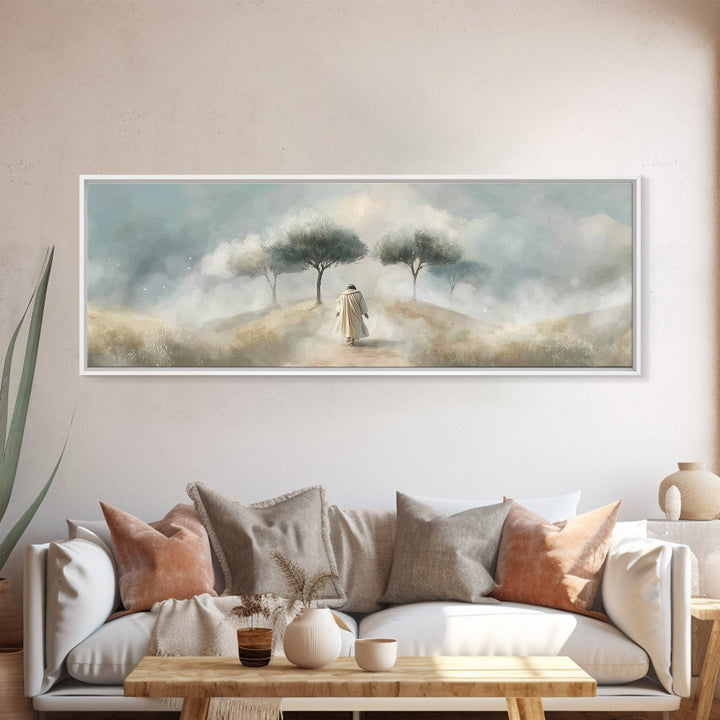 Walk of Renewal – Framed Canvas Print – Panoramic Art – Christian Art – Large Jesus Painting – Christian Wall Art – Modern Christian Painti