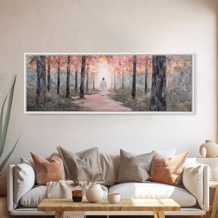 Light Of The Forest – Framed Canvas Print – Panoramic Art – Christian Wall Art – Jesus Painting – Christian Art Canvas – Modern Christian A