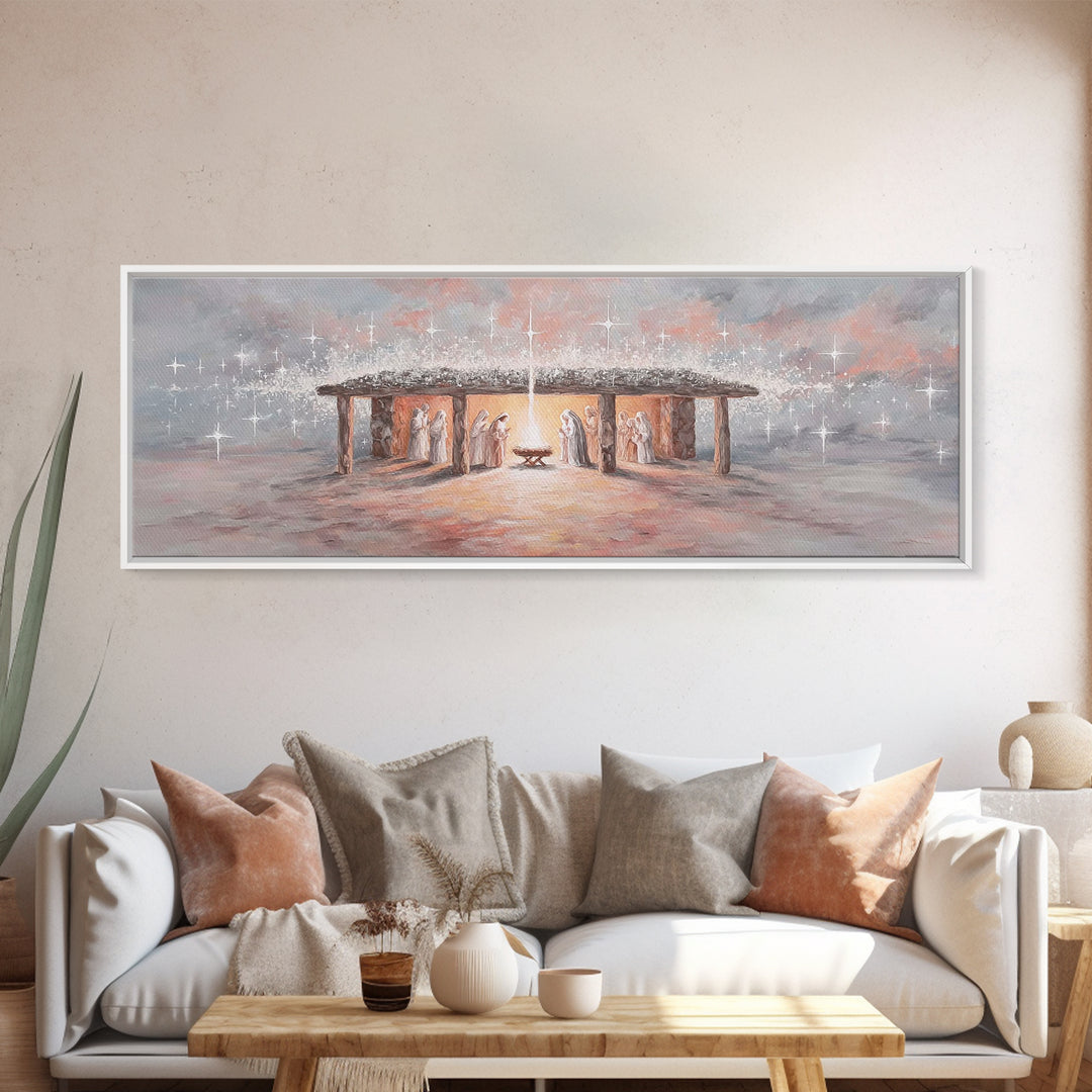 Village Of Hope, Framed Canvas Print, Panoramic Art, Christmas Wall Art, Christian Christmas Art, Christmas Art Prints, Christian Art Work