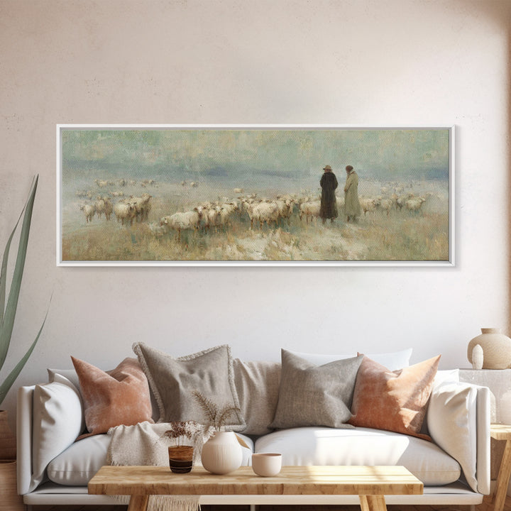 Morning Star Path | Framed Canvas Print | Christian Art | Panoramic Painting | Christmas Art | Jesus Painting | Christian Wall Art