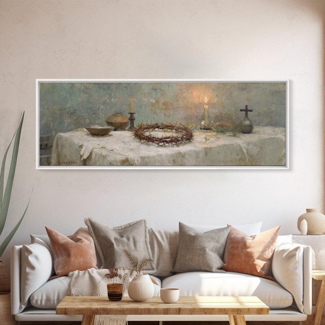Thorns Of Grace – Framed Canvas Print – Panoramic Frame – Christian Art Canvas – Christian Wall Art – Christian Painting – Subtle Christian