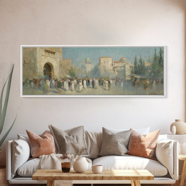 Golden Gate Rejoicing, Framed Canvas Print, Panoramic Print, Christian Wall Art, Christian Art Canvas, Christian Christmas Art, Jesus Paint
