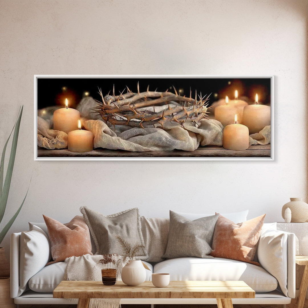 Crown Of Mercy – Framed Canvas Print – Christian Wall Art – Christian Art Canvas – Panoramic Art – Jesus Painting – Christian Christmas Art
