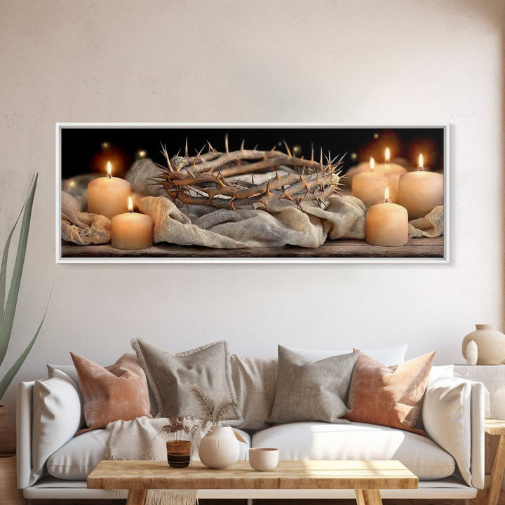 Crown Of Mercy – Framed Canvas Print – Christian Wall Art – Christian Art Canvas – Panoramic Art – Jesus Painting – Christian Christmas Art