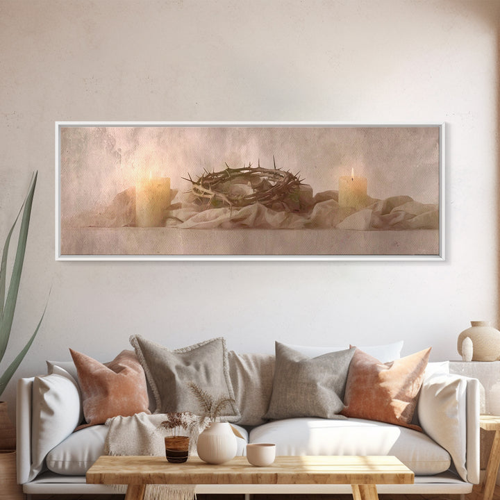 Thorns Of Grace | Framed Canvas Print | Christian Art Canvas | Christian Wall Art | Panoramic Painting | Christian Decor | Christmas Art