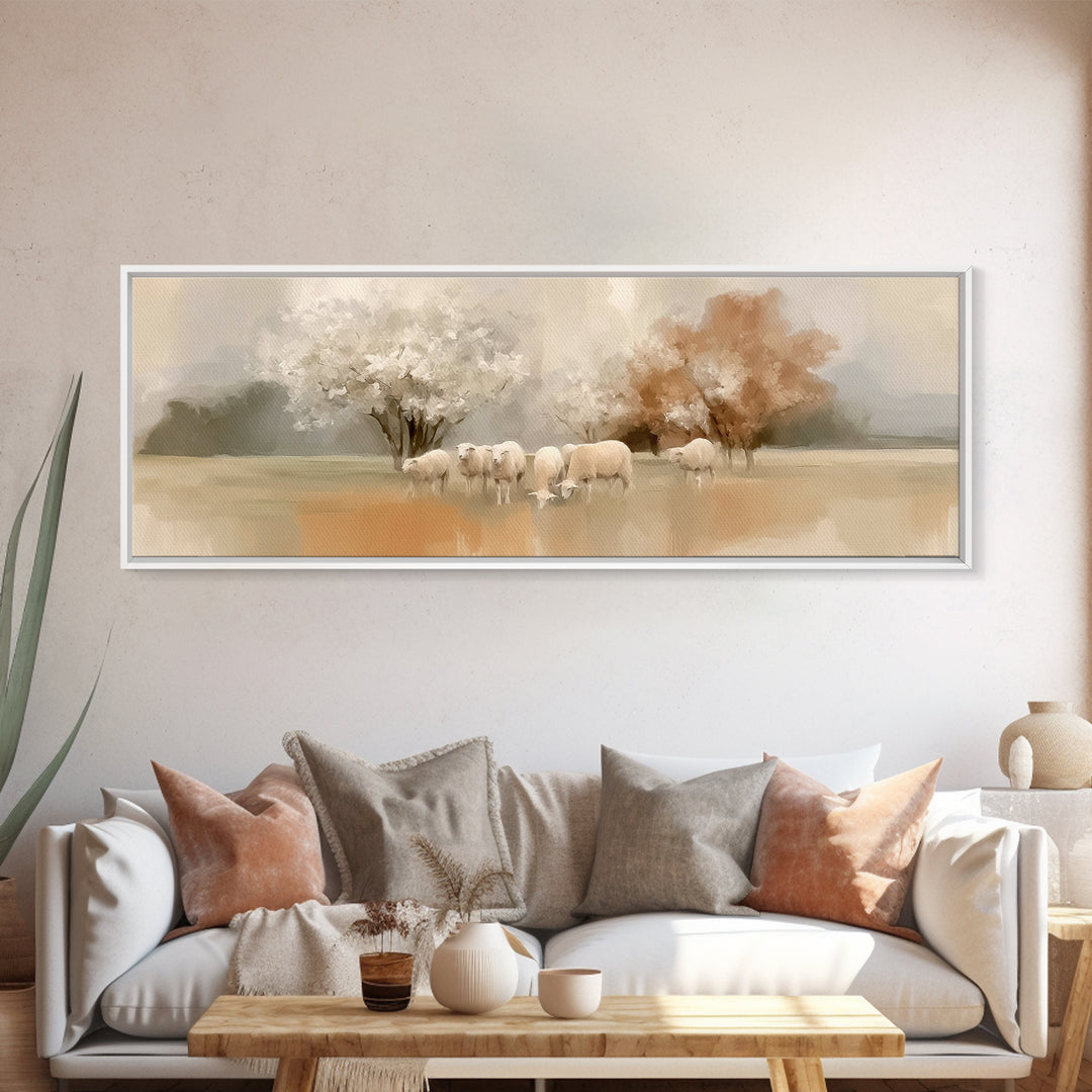 Pasture Of Light, Framed Canvas Print, Christian Wall Art, Christian Art Canvas, Panoramic Art, Jesus Painting, Christian Christmas Art