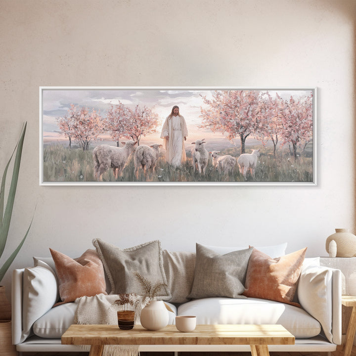 Garden Of Stillness – Framed Canvas Print – Christian Wall Art – Christian Art Canvas – Panoramic Painting – Jesus Art – Christmas Art