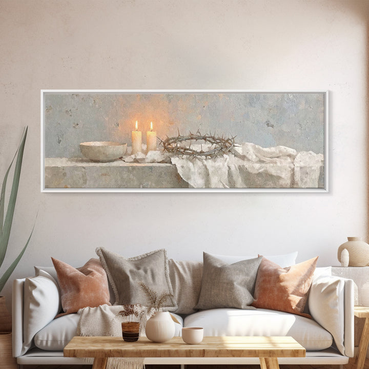 Silent Redemption, Framed Canvas Print, Christian Art, Christian Wall Art, Panoramic Art, Christian Art Canvas, Christmas Art, Unique Chris