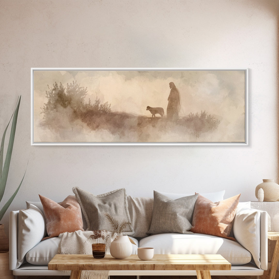 Path Of Gentle Hope – Framed Canvas Print – Panoramic Art – Christian Wall Art – Jesus Painting – Christian Art Canvas – Christian Christma