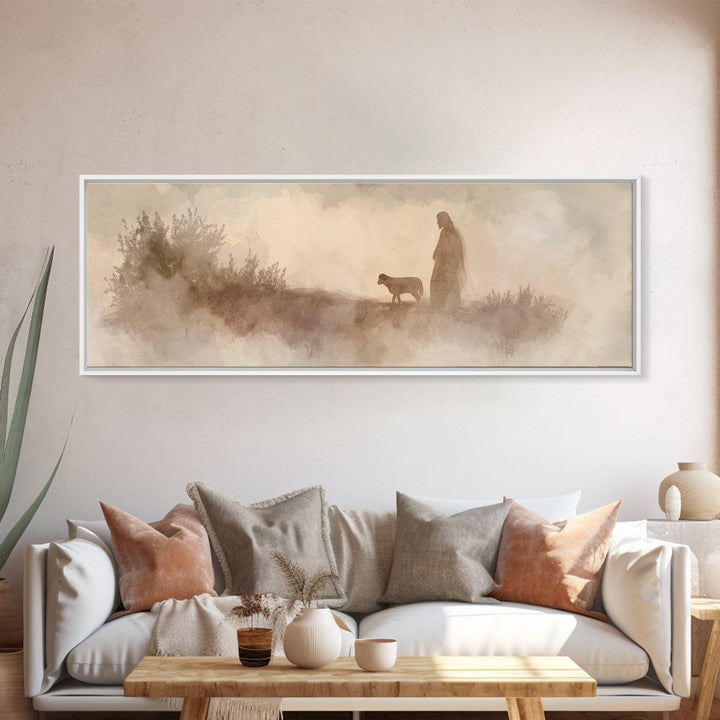 Path Of Gentle Hope – Framed Canvas Print – Panoramic Art – Christian Wall Art – Jesus Painting – Christian Art Canvas – Christian Christma