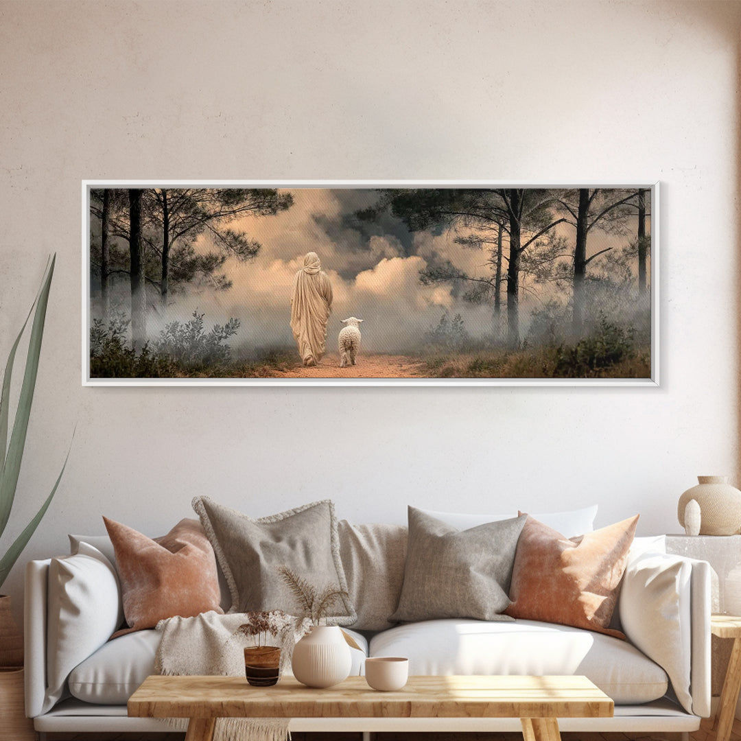 Clouds Of Promise – Framed Canvas Print – Panoramic Wall Art – Christian Art Canvas – Jesus Painting – Christian Christmas Art – Christian