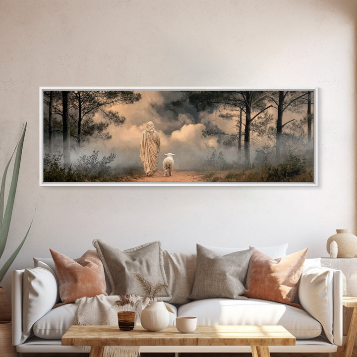Clouds Of Promise – Framed Canvas Print – Panoramic Wall Art – Christian Art Canvas – Jesus Painting – Christian Christmas Art – Christian