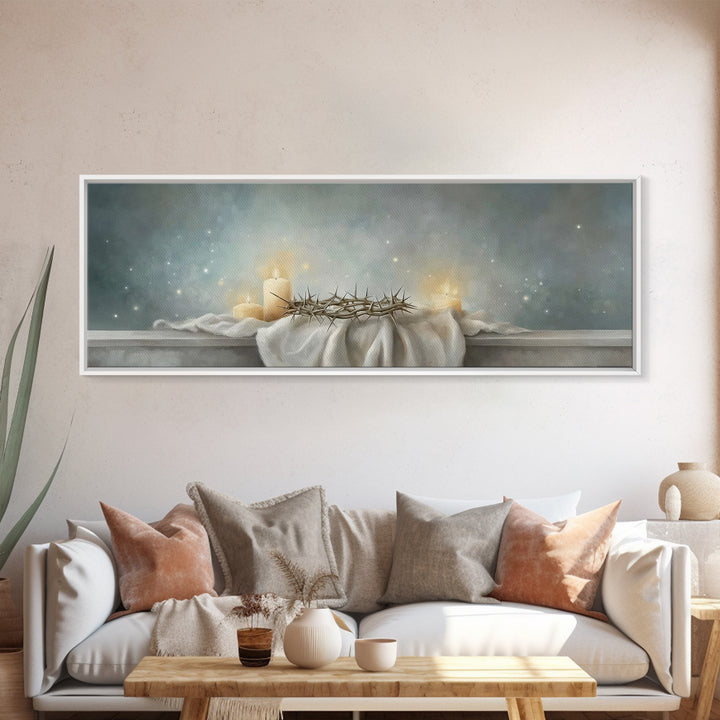 Sacred Vigil – Framed Canvas Print – Christian Art – Christian Art Canvas – Panoramic Wall Art – Christian Christmas Art – Modern Christian