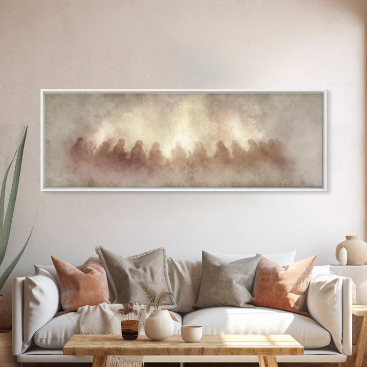 Supper Of Grace – Framed Canvas Print – Panoramic Painting – Christian Wall Art – Christian Art Canvas – Christian Christmas Art – Jesus Ar