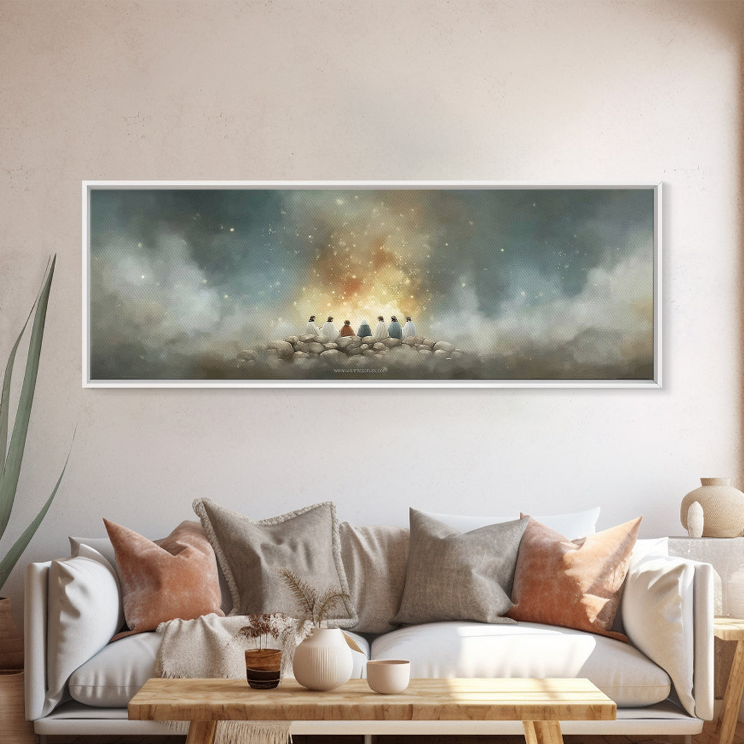 Mount Of Light – Framed Canvas Print – Christian Art – Christian Art Canvas – Jesus Painting – Panoramic Painting – Christmas Art