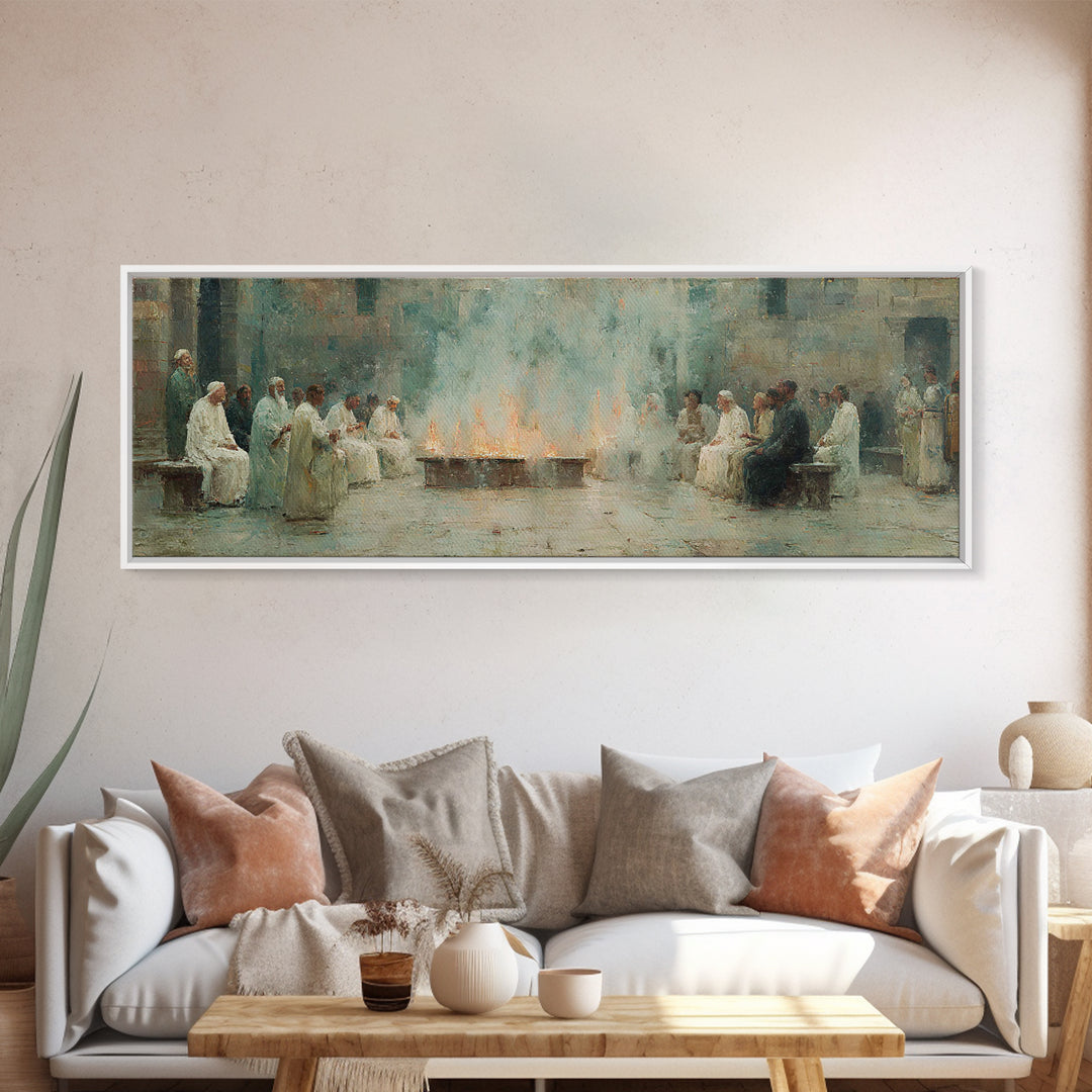 Celestial Summit Glow | Framed Canvas Print | Christian Wall Art | Christian Art Canvas | Jesus Painting | Panoramic Frame | Christmas Art